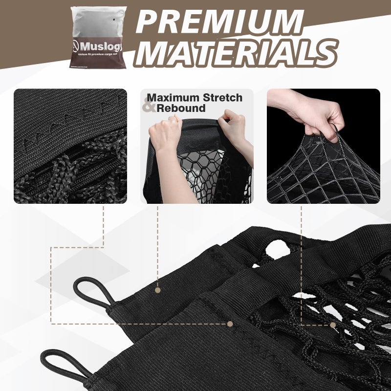 Muslogy Envelope Style Trunk Cargo Net Compatible with 2023 2024 2025 2026 Kia Sportage Accessories Stretchable Cargo Organizer Upgraded Mesh Storage Luggage Net with Metal Hooks - Image 3